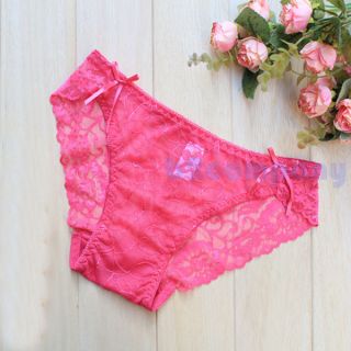 Sexy Women's Lace See Through Panty Briefs Knickers Bow Knot Underwear 5 Colors