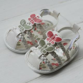 Baby Infant Girl White Butterfly Sandals Newborn Dress Crib Shoes US Size 1 2 3