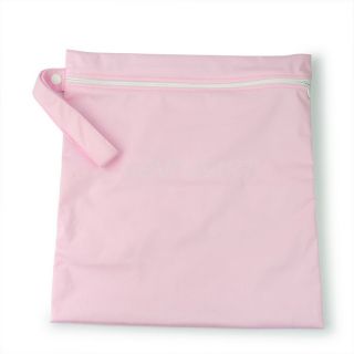 Waterproof Baby Cloth Diaper Wet Dry Zipper Bag Washable Reusable Pouch Pink