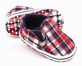 Toddler Baby Boy Crib Shoes Plaid Slip on Sneakers Size 0 6 6 12 12 18 Months