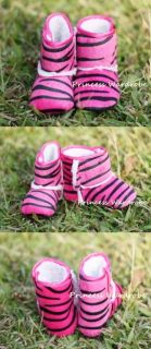 Hot Pink Zebra Newborn Baby Infant Shoes Boots 6 24mos
