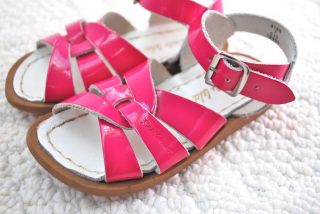 Sun San Saltwater Girls Fuchsia Pink Hoy Leather Sandal Shoe Size 7 M