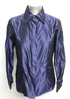 Pianoforte Di Max Mara Purple Double Cuff Silk Blouse Shirt with Cufflinks 12