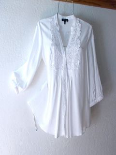 New Fresh White Crochet Lace Blouse Shirt Tunic Boho Peasant Top 16 18 14 XL