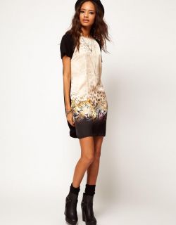 New Womens European Fashion Leopard Print Splice Short Sleeve Mini Dress B2226