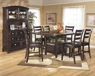 Ashley Ridgley Dark Brown Wood Square Counter Height Dining Room Table Chairs