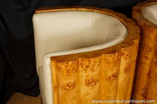 Art Deco Club Chairs Tub Arm Chairs Crinkle Walnut