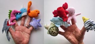 10pcs Marine Ocean Soft Animal Puppet Baby Girl Boy Finger Toys Plush Toy