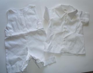 A1 Strasburg Baby Toddler Boy White Jon Jon Shirt Set Size 18 Months
