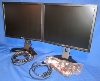 Matched Pair Dell UltraSharp 1908FP Black 19 inch Flat Panel LCD Monitors Dual 0884116001966