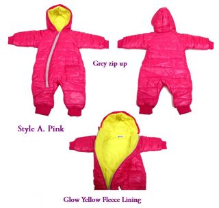 Winter Outfit Toddler Baby Super Warm Pram Snow Suit Fleece Hoodie Romper 6 24M