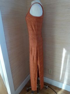 Newport News Shape FX Bodycon Long Dress w Slit Sz 10 Packable Burnt Orange