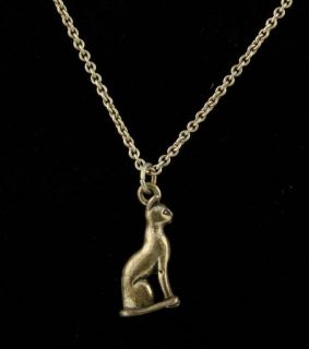 Egyptian Revival 925 Sterling Silver Chain Bastet Cat Goddess Pendant Necklace