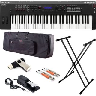 Yamaha MX61 61 Key Music Synthesizer Keyboard Stage Essentials Bundle w EXTRAS