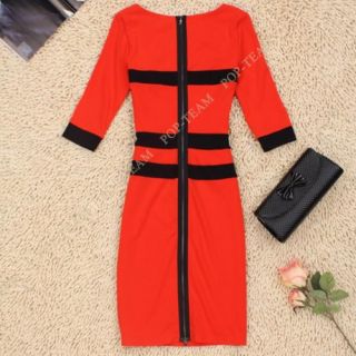 Womens Optical Illusion Slimming Stretch Bodycon Business Party Pencil Dress T94