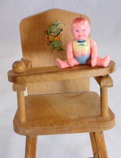 1957 Wood Strombecker High Chair 150 Vintage 8 10" Doll Like Ginny MA