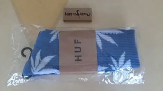 HUF SF Plantlife 420 Crew Hi Socks Light Blue Marijuana Weed Leaf Easter Jordan