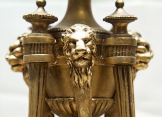 Pair Antique French Empire Egyptian Revival Style Gilt Bronze Candelabra