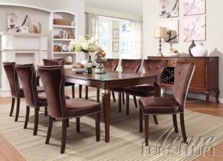 New 9pc Kingston Brown Cherry Finish Wood Dining Table Set Chairs