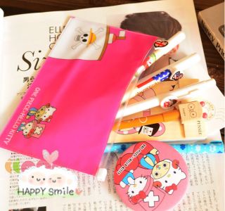 ♥ Cute Kawaii Hello Kitty Pencil Pen Glasses Mobile Phone Receipt Case Holder ♥