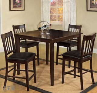 New 5pc West Creek I Espresso Finish Wood Counter Height Dining Set