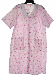 Cotton Short Sleeve Womens Duster Robe Nightgown Sleepwear M L XL 2X 3X