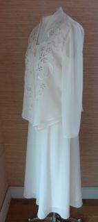 Coldwater Creek Womens Sheer Ivory Embellished Dress Jacket Sz 6P 8P