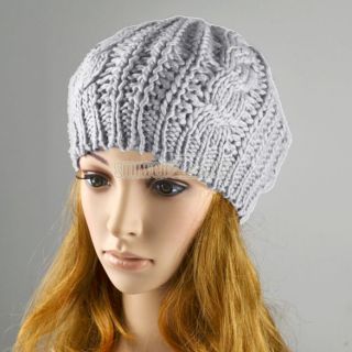 S0BZ Warm Winter Women Girls Beret Braided Baggy Beanie Crochet Hat Ski Cap