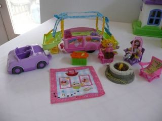 Huge Fisher Price Little People Lot Camping House Planes Bus Furniture People