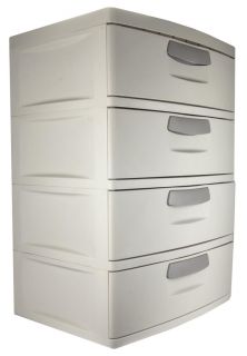 Sterilite 01748501 Heavy Duty 4 Drawer Cabinet Unit Garage Bed Utility Storage