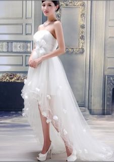 Sleeveless Front Long Back Short Wedding Dress Prom Evening Dress Women'S