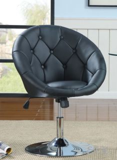 New Clemson Contemporary Tufted Bycast Leatherette Chrome Swivel Accent Chair