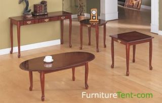 3 PC Occasional Table Cherry Finish Coffee Table and 2 End Table Wood