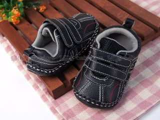 New Toddler Baby Boy Black Hard Sole Sneakers Walking Shoes US Size 2 3 A900
