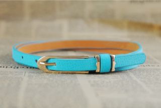 Women Lady Fashion Candy Colors Women's Faux Leather Thin Skinny Waistband Belt