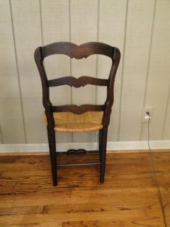 Antique French Country Dining Chairs Shell Carving Rush Seat Tall Ladder Back