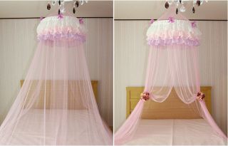 New Chiffon Triple Ruffle Frill Lovely Baby Crib Bed Canopy Mosquito Netting