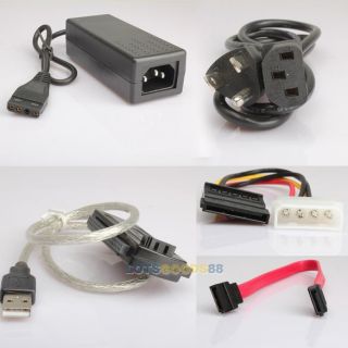 USB 2 0 to SATA IDE Cable Power Adapter for Hard Drive