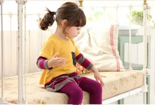 Kids Girls Fashion Classic Striped Dress Sequin T Shirt Set 2 Pcs 2 7 Years