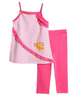 Absorba Toddler Girls 2 Piece Pink Striped Butterfly Tank Top Leggings Set