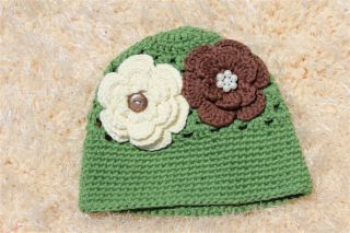 Cute Handmade Cotton Baby Child Girl Reindeer Flower Knit Hat Newborn Photo Prop