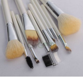 10pcs White Pro Eyeshadow Blush Lip Cosmetic Makeup Brush Set White Case 449