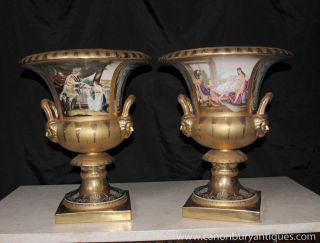 German Dresden Porcelain Roman Campana Urns Urn Planter