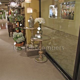 Silver Round Mirrored Side Accent End Table Glam Chic