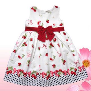 Gorgeous Strawberry Cherry White Baby Girl Dress Kids Clothing Sz 4T Last One