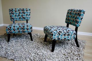 Modern Retro Pattern Fabric Accent Side Chairs Set New