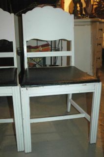 Art Deco Dining or Kitchen Table with 4 Chairs Metal Top Wood Base