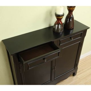 Powell Simple Design Two Door Drawers Black Storage Cabinet Console Accent Table