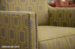 Huntington House Furniture Upholstered Gray and Yellow Arm Chair