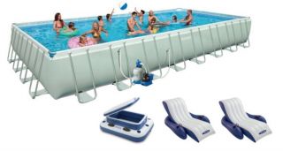 Intex 32' x 16' x 52" Ultra Frame Rectangular Swimming Pool Deluxe Set 54987EG